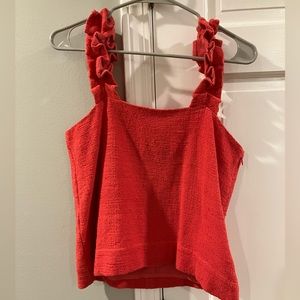 Red Sleeveless Ruffle Strap Top